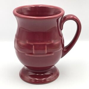 Longaberger Pottery Vitrified Woven Pedestal Coffee Mug Red Burgundy Paprika 5.5